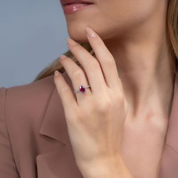 1,20 Karat Kolu Taşlı Yakut Pırlanta Yüzük - 3