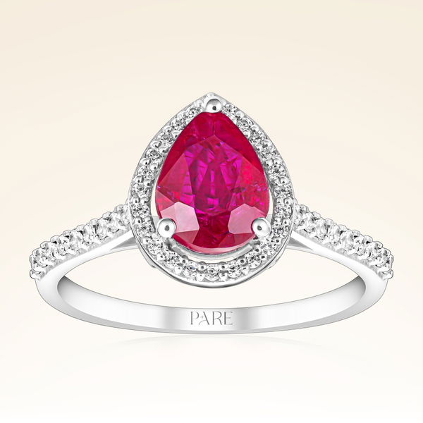 1,20 Karat Kolu Taşlı Yakut Pırlanta Yüzük - Pare Pırlanta