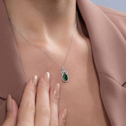 1,21 Karat Pırlanta Zümrüt Kolye - PR00569 - 3