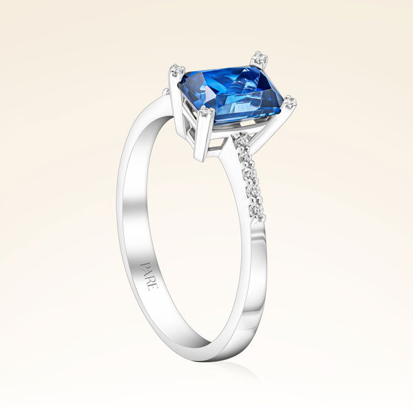 1,22 Karat Pırlanta Safir Yüzük - Pare Pırlanta