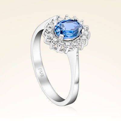 1,22 Karat Pırlanta Safir Yüzük - Pare Pırlanta