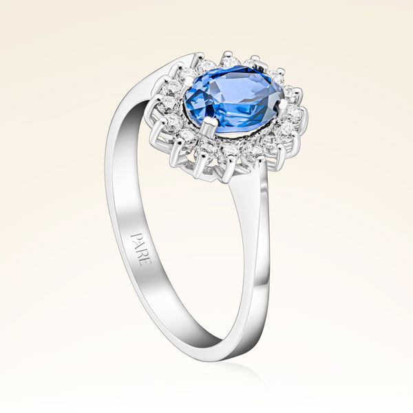 1,22 Karat Pırlanta Safir Yüzük - Pare Pırlanta