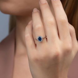 1,22 Karat Pırlanta Safir Yüzük - PR00725 - 4