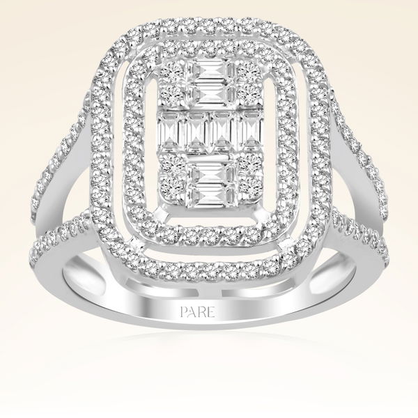 1,23 Karat Kolu Taşlı Baget Pırlanta Yüzük - Pare Pırlanta