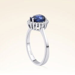 1,24 Karat Pırlanta Safir Yüzük - 2