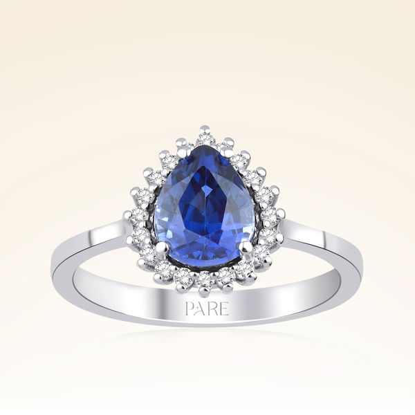 1,24 Karat Pırlanta Safir Yüzük - Pare Pırlanta
