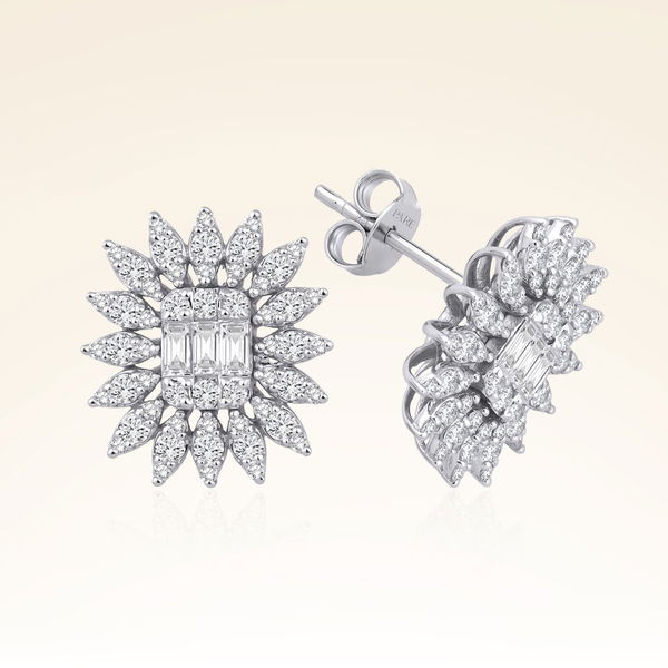 1,24 Karat Pırlantalı Baget Küpe - Pare Pırlanta