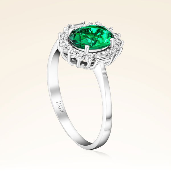 1,24 Karat Pırlantalı Zümrüt Yüzük - Pare Pırlanta
