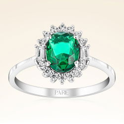 1,24 Karat Pırlantalı Zümrüt Yüzük - PR00150 - 1