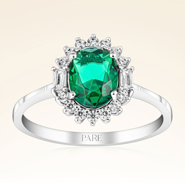 1,24 Karat Pırlantalı Zümrüt Yüzük - Pare Pırlanta