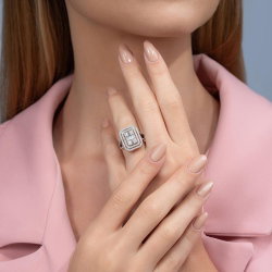 1,28 Karat Kolu Taşlı Baget Pırlanta Yüzük - 3