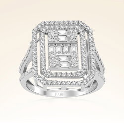 1,28 Karat Kolu Taşlı Baget Pırlanta Yüzük - 1