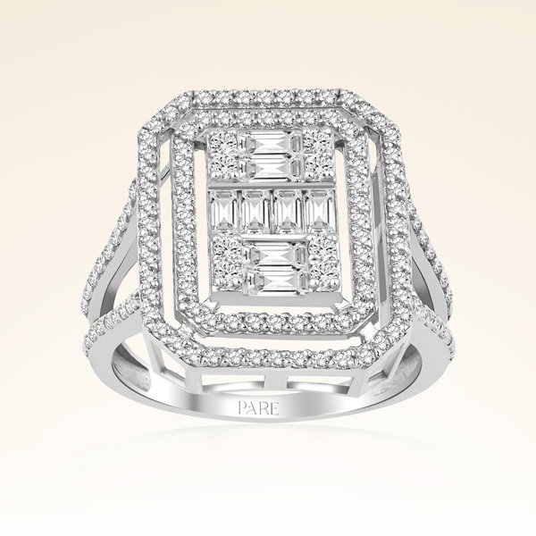 1,28 Karat Kolu Taşlı Baget Pırlanta Yüzük - Pare Pırlanta