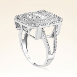1,28 Karat Kolu Taşlı Baget Pırlanta Yüzük - PR00291 - 2