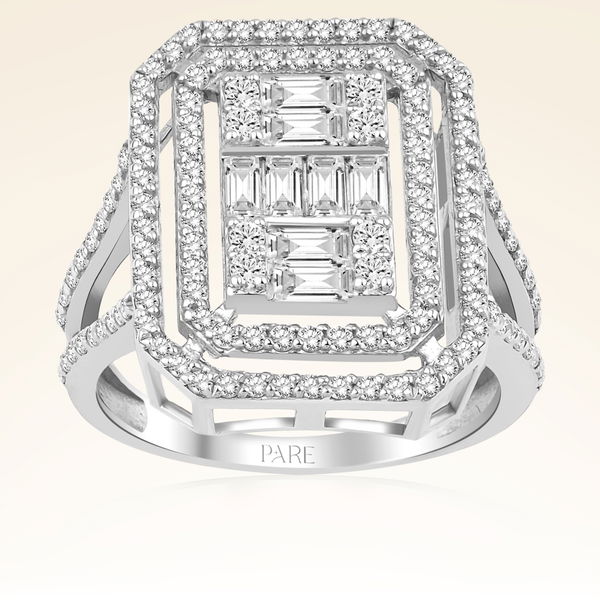 1,28 Karat Kolu Taşlı Baget Pırlanta Yüzük - Pare Pırlanta