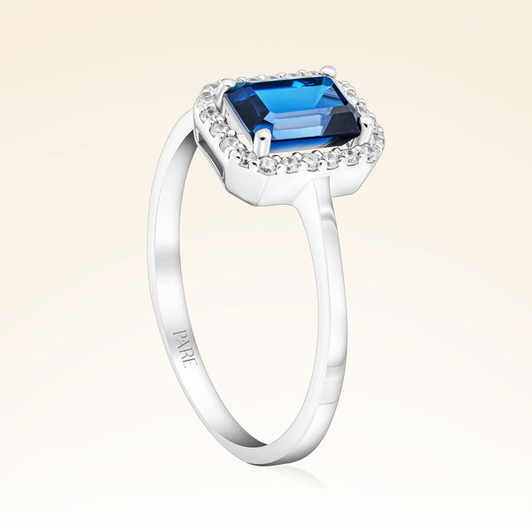 1,28 Karat Pırlanta Safir Yüzük - Pare Pırlanta