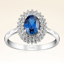 1,34 Karat Pırlanta Safir Yüzük - 1