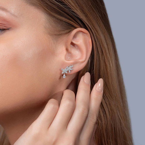 1,35 Karat Fantezi Pırlanta Küpe - Pare Pırlanta