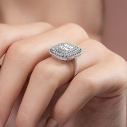 1,39 Karat Kolu Taşlı Baget Pırlanta Yüzük - PR00224 - 7