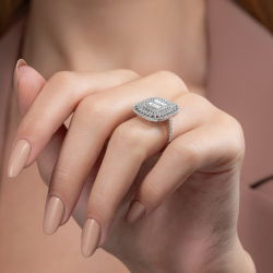1,39 Karat Kolu Taşlı Baget Pırlanta Yüzük - PR00224 - 6