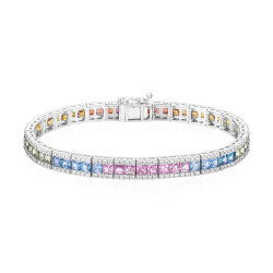13,90 Karat Pırlantalı Safir Rainbow Bileklik - PR00554 - 1