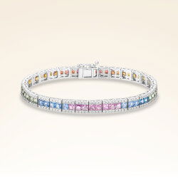 13,90 Karat Pırlantalı Safir Rainbow Bileklik - 1