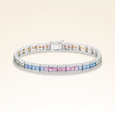 13,90 Karat Pırlantalı Safir Rainbow Bileklik - Pare Pırlanta
