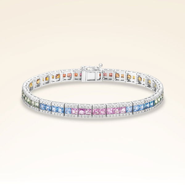 13,90 Karat Pırlantalı Safir Rainbow Bileklik - Pare Pırlanta