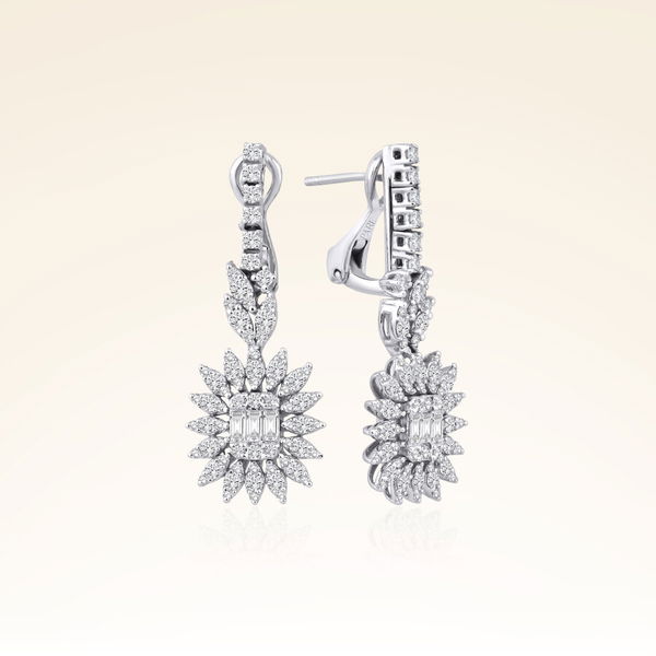 1,40 Karat Pırlantalı Baget Küpe - Pare Pırlanta