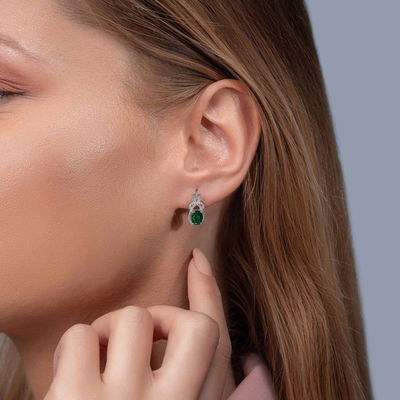 1,40 Karat Zümrüt Pırlanta Küpe - Pare Pırlanta