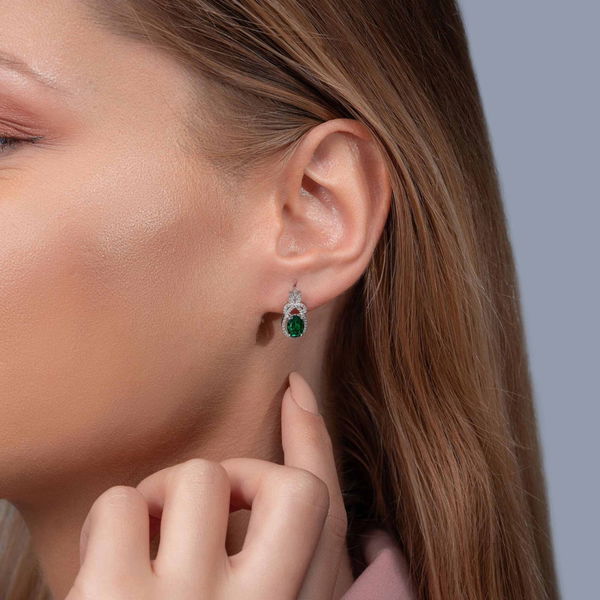 1,40 Karat Zümrüt Pırlanta Küpe - Pare Pırlanta