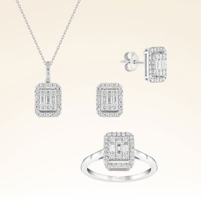 1,48 Karat Baget Pırlanta Set - Pare Pırlanta