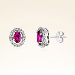 1,48 Karat Pırlantalı Yakut Küpe - 1