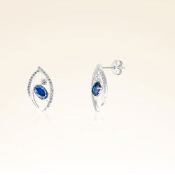 1,50 Karat Pırlanta Safir Küpe - PR00567 - 1