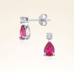 1,50 Karat Pırlanta Yakut Küpe - 1