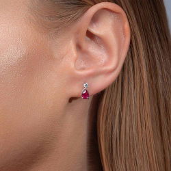 1,50 Karat Pırlanta Yakut Küpe - PR00583 - 3