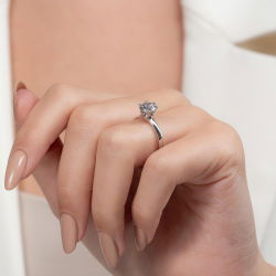 G Renk 1,50 Karat HRD Sertifikalı Tektaş Pırlanta Yüzük - 6