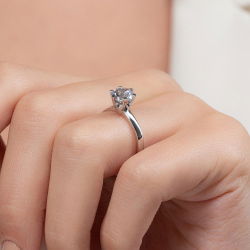 G Renk 1,50 Karat HRD Sertifikalı Tektaş Pırlanta Yüzük - 7