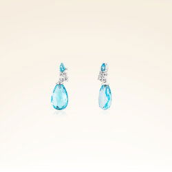 15,20 Karat Pırlantalı Swiss Blue Topaz Drop Küpe - PR01413 - 1