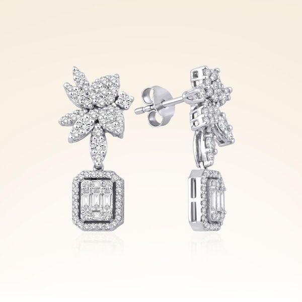 1,53 Karat Pırlantalı Baget Küpe - Pare Pırlanta