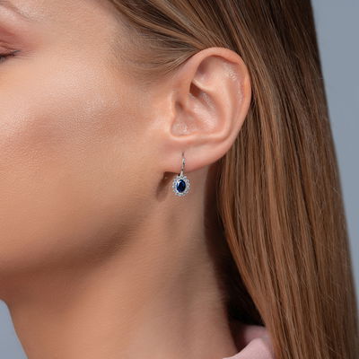 1,59 Karat Pırlantalı Safir Küpe - Pare Pırlanta