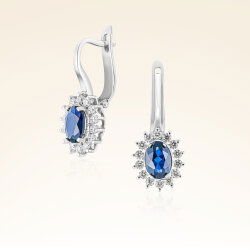 1,59 Karat Pırlantalı Safir Küpe - 1