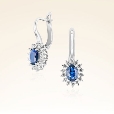 1,59 Karat Pırlantalı Safir Küpe - Pare Pırlanta