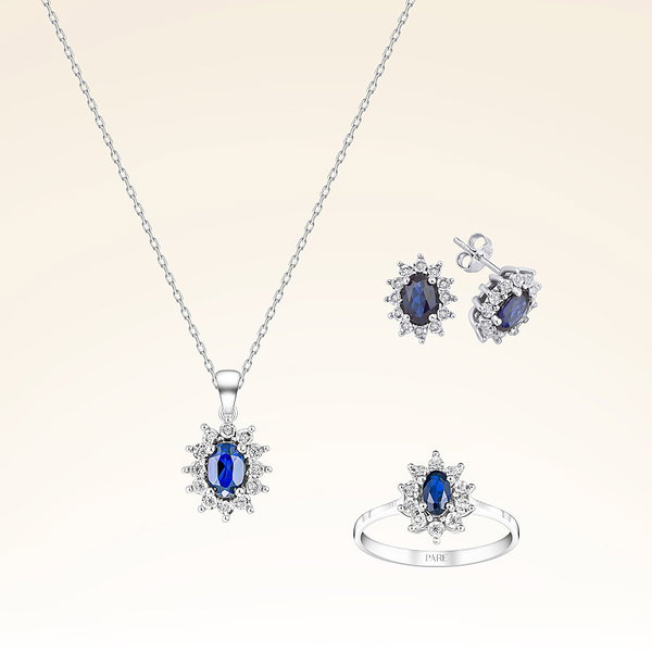 1,65 Karat Pırlantalı Safir Set - Pare Pırlanta