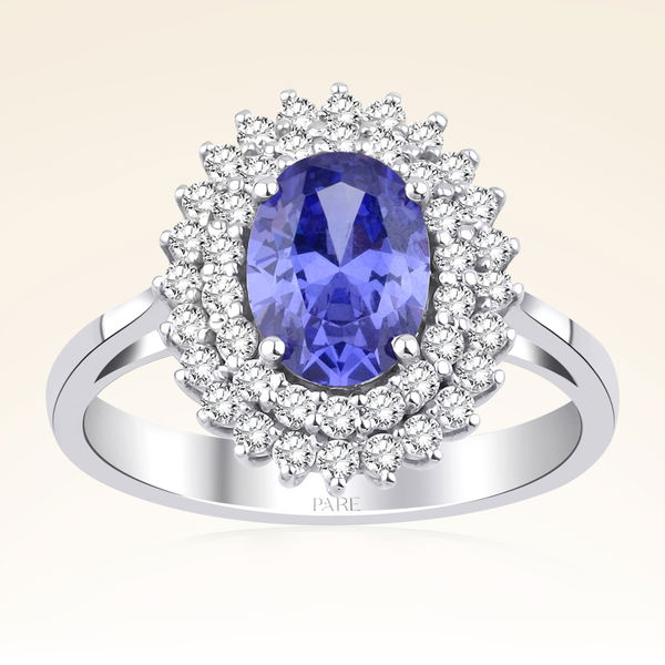 1,70 Karat Pırlanta Safir Yüzük - Pare Pırlanta