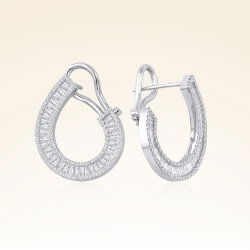 1,75 Karat Pırlantalı Trapez Küpe - 1