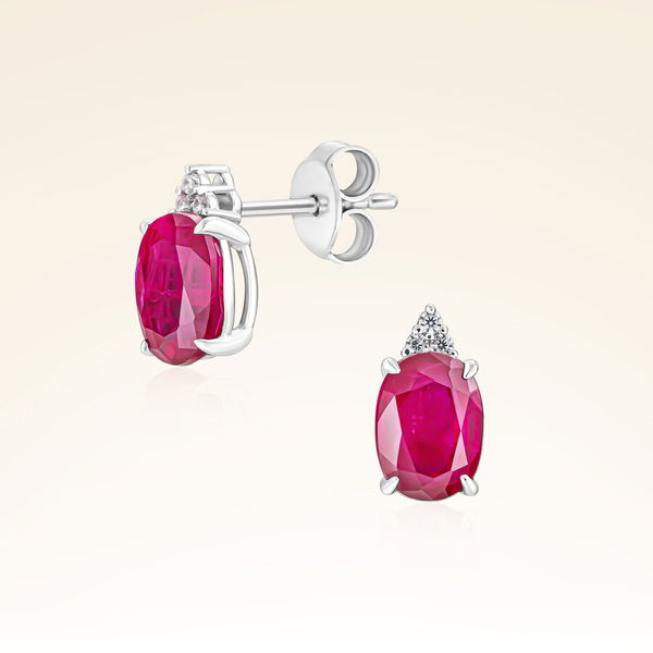 1,80 Karat Pırlanta Yakut Küpe - Pare Pırlanta