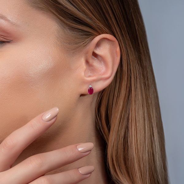 1,80 Karat Pırlanta Yakut Küpe - Pare Pırlanta