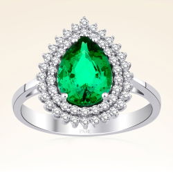 1,85 Karat Pırlanta Zümrüt Yüzük - PR00221 - 1