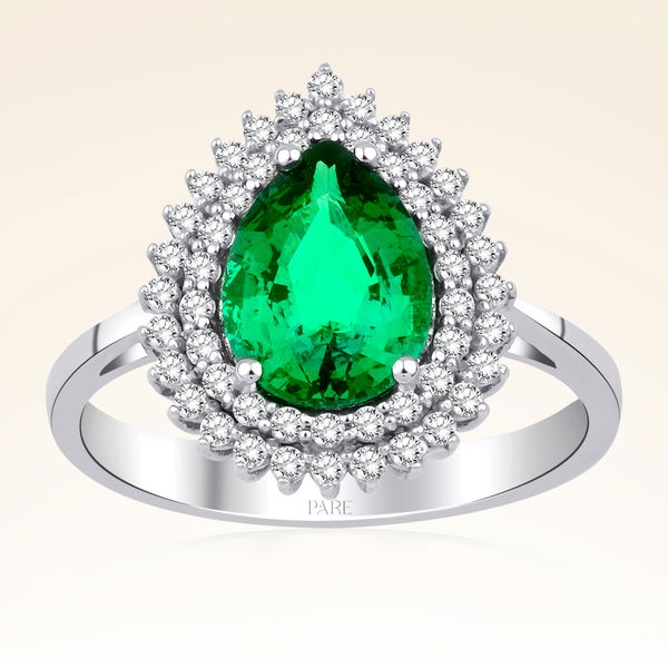 1,85 Karat Pırlanta Zümrüt Yüzük - Pare Pırlanta